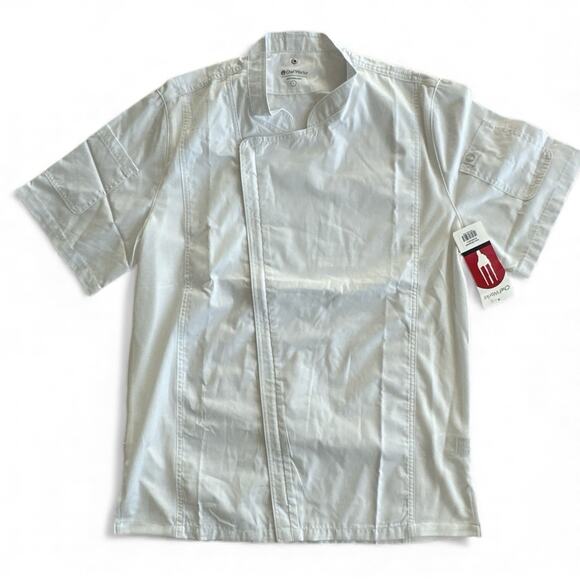 NWT Chef Works Men's Springfield Chef Coat White Large Zipper Arm Pocket BCSZ009 - Picture 7 of 7